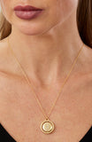 14kt Gold Plated Mother of Pearl and CZ Rotating Initial Necklace