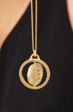 14kt Gold Plated Mother of Pearl and CZ Rotating Initial Necklace