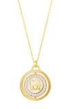 14kt Gold Plated Mother of Pearl and CZ Rotating Initial Necklace