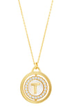 14kt Gold Plated Mother of Pearl and CZ Rotating Initial Necklace