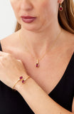 14kt Gold Plated Bezel Set Birthstone Crossover Cuff Bracelet