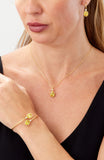 14kt Gold Plated Bezel Set Birthstone Crossover Cuff Bracelet