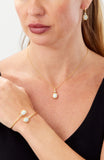 14kt Gold Plated Bezel Set Birthstone Crossover Cuff Bracelet