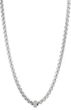 Rhodium Plated Pave CZ Rondell Necklace