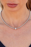 Rhodium Plated Pave CZ Rondell Necklace