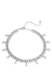 Curb Chain Necklace with CZ Fringe