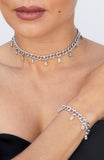 Curb Chain Necklace with CZ Fringe