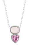 Oval and Trillion Shaped Two-Tone Pink Slide Pendant
