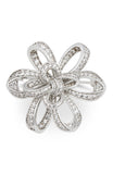 Rhodium Plated White CZ and Floral Brooch