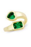 Gold Plated Green CZ Crossover Ring