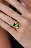 Gold Plated Green CZ Crossover Ring