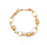 18K Gold Plated Bronze Pearl Bead Bracelet
