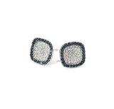 SS Black And White CZ Square Earrings