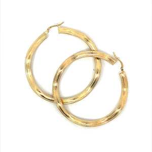 18K Gold Plated Italian Wave Craved Hoop Earrings