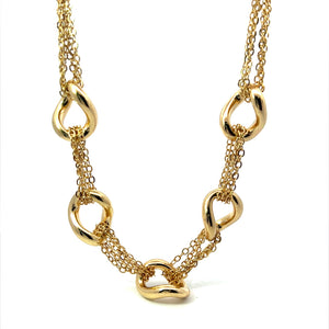 18K Gold Plated Bronze Multi Chain Link Necklace