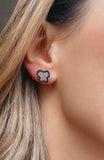SS Black And White CZ Butterfly Earrings