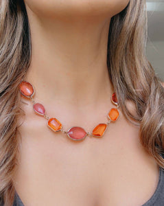 18K Gold Plated Bronze Pink-Orange Sherbet Necklace