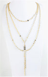 Multi Strand Y Shape Necklace 18K Gold Plated Bronze