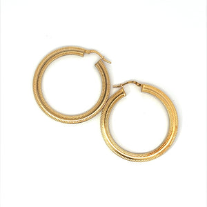 18K Gold Plated Italian Craved Hoop Earrings