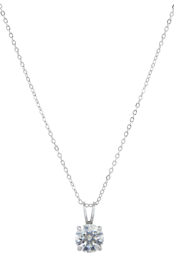 10K Solid White Gold 1 Carat TW Moissanite Solitaire Pendant with Chain