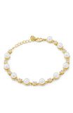 Gold Plated Shell Pearl and White CZ Necklace