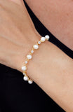 Gold Plated Shell Pearl and White CZ Necklace