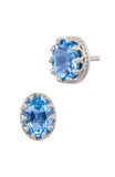 Sterling Silver 2.00Tcw Swiss Blue Topaz Stud Earrings