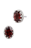 Sterling Silver 1.90Tcw Genuine Garnet Stud Earrings