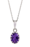 Sterling Silver 1.10Tcw Genuine Amethyst Pendant Necklace