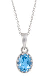 Sterling Silver 1.35Tcw Swiss Blue Topaz Pendant Necklace