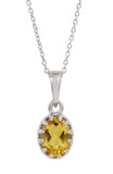 Sterling Silver 1.10Tcw Genuine Citrine Pendant Necklace