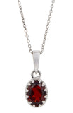 Sterling Silver 1.50Tcw Genuine Garnet Pendant Necklace
