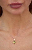 Sterling Silver 1.15Tcw Genuine Peridot Pendant Necklace