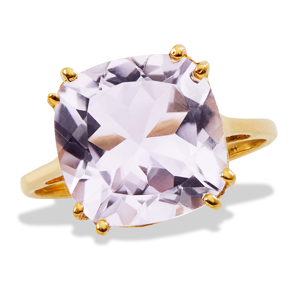 18K Gold Plated Sterling Silver Pink Amethyst Ring