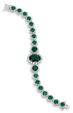Sterling Silver Green and White CZ Statement Bracelet
