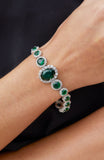 Sterling Silver Green and White CZ Statement Bracelet