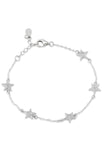 Pave CZ Star Station Bracelet in Sterling Silver