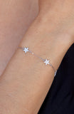 Pave CZ Star Station Bracelet in Sterling Silver