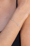Princess Quadrant Station Bracelet with CZ Accent in Sterling Silver