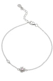 Daisy Station Bracelet with CZ Accent in Sterling Silver