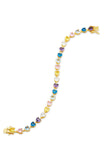 Prong Set Heart Multi-Color CZ Tennis Bracelet in Sterling Silver and Gold Plated