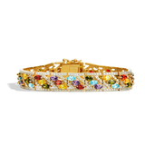 18K Yellow Gold Plated Multicolor Marquise CZ Link Bracelet