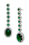 Sterling Silver Green and White CZ Statement Drop Earrings