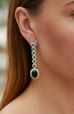 Sterling Silver Green and White CZ Statement Drop Earrings