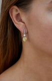 Sterling Silver Canary and White CZ Heart Earrings