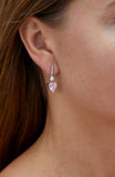 Sterling Silver Pink and White CZ Heart Earrings