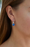 Sterling Silver Blue and White CZ Heart Earrings
