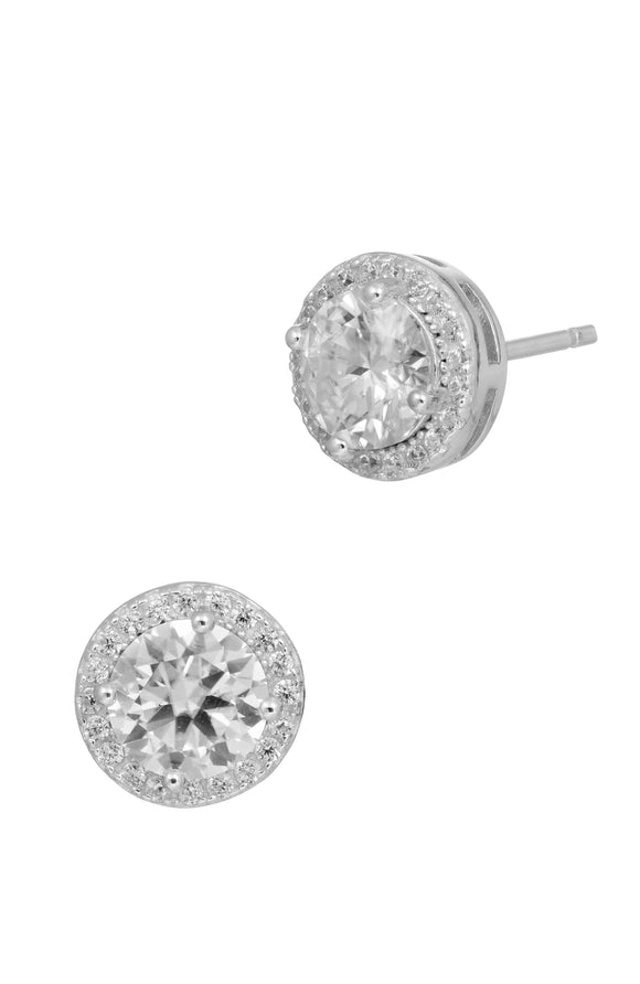Sterling Silver Moissanite Classic Halo Stud Earrings Approx. 2.00 Carat TW