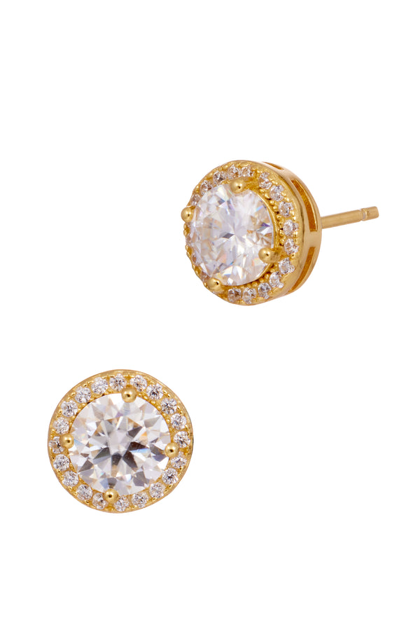 18K Gold over Sterling Silver Moissanite Classic Halo Stud Earrings Approx. 2.00 Carat TW