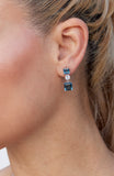 3-Stone Blue and White CZ Drop Earring in Sterling Silver